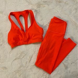 Sz S 7/8 length Neon Fluorescent Coral Matching Set Carbon 38